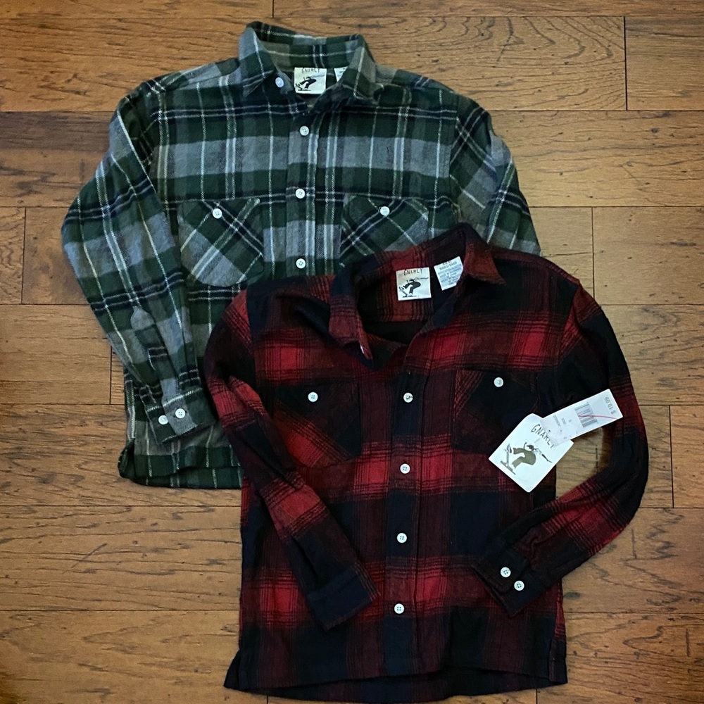 NWT vintage Gnarly flannel button down shirts-skater Y2K dead stock
